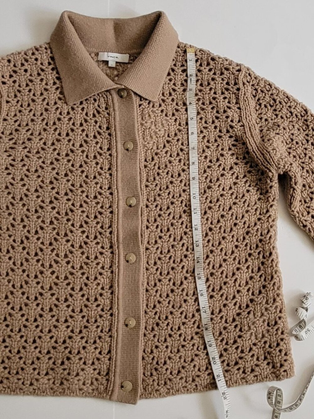 Vince Crochet Wool & Cashmere-Blend Cardigan - Picture 12 of 12